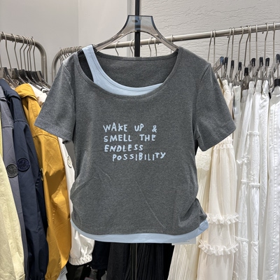 十三行欧洲站2026夏季新款时尚百搭显瘦圆领短袖T恤女休闲上衣