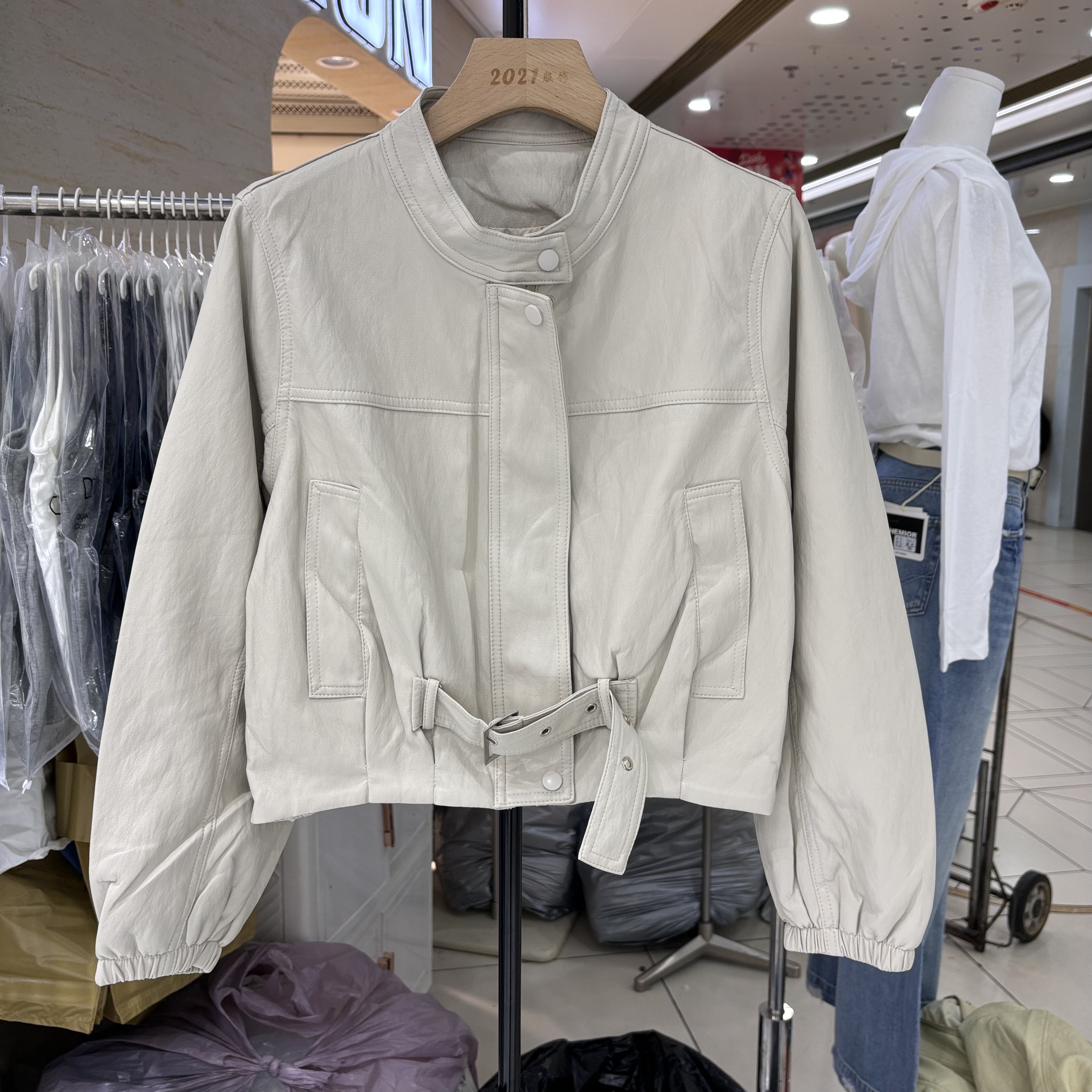 黑色短款皮衣外套女2026春立领机车服百搭宽松显瘦拉链夹克66588