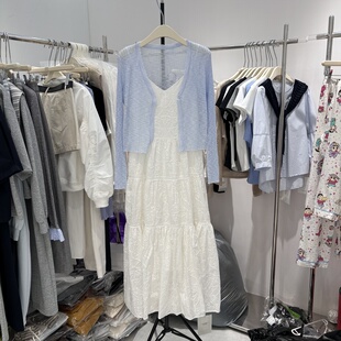 2026新款早春韩系白色吊带连衣裙女夏特别漂亮开衫长裙两件套装