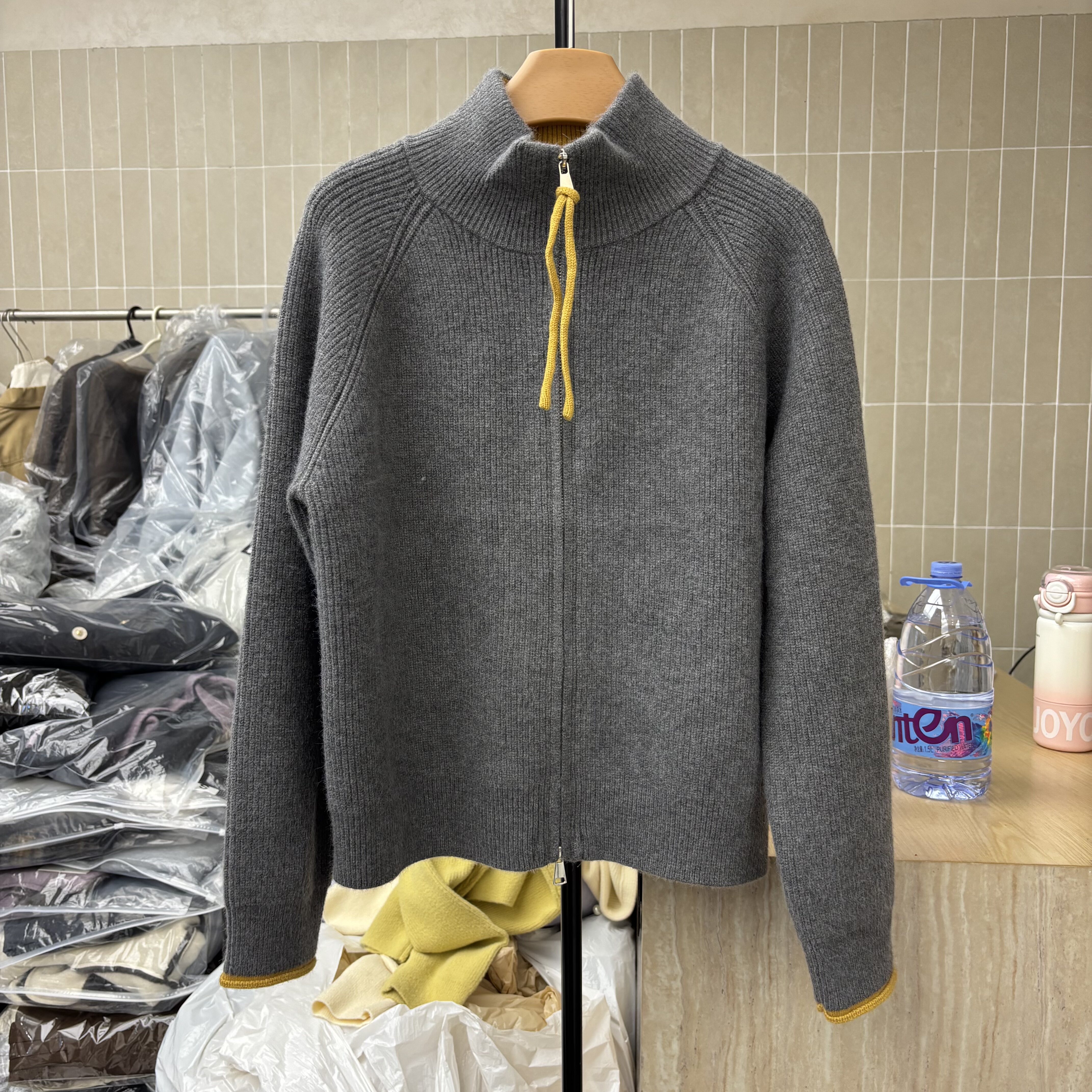 韩系半拉链高领毛衣女2025秋冬新款宽松显瘦百搭针织开衫外套上衣