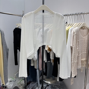 冰丝针织开衫薄款女春夏黑色小披肩上衣吊带外搭防晒罩衫外套薄纱