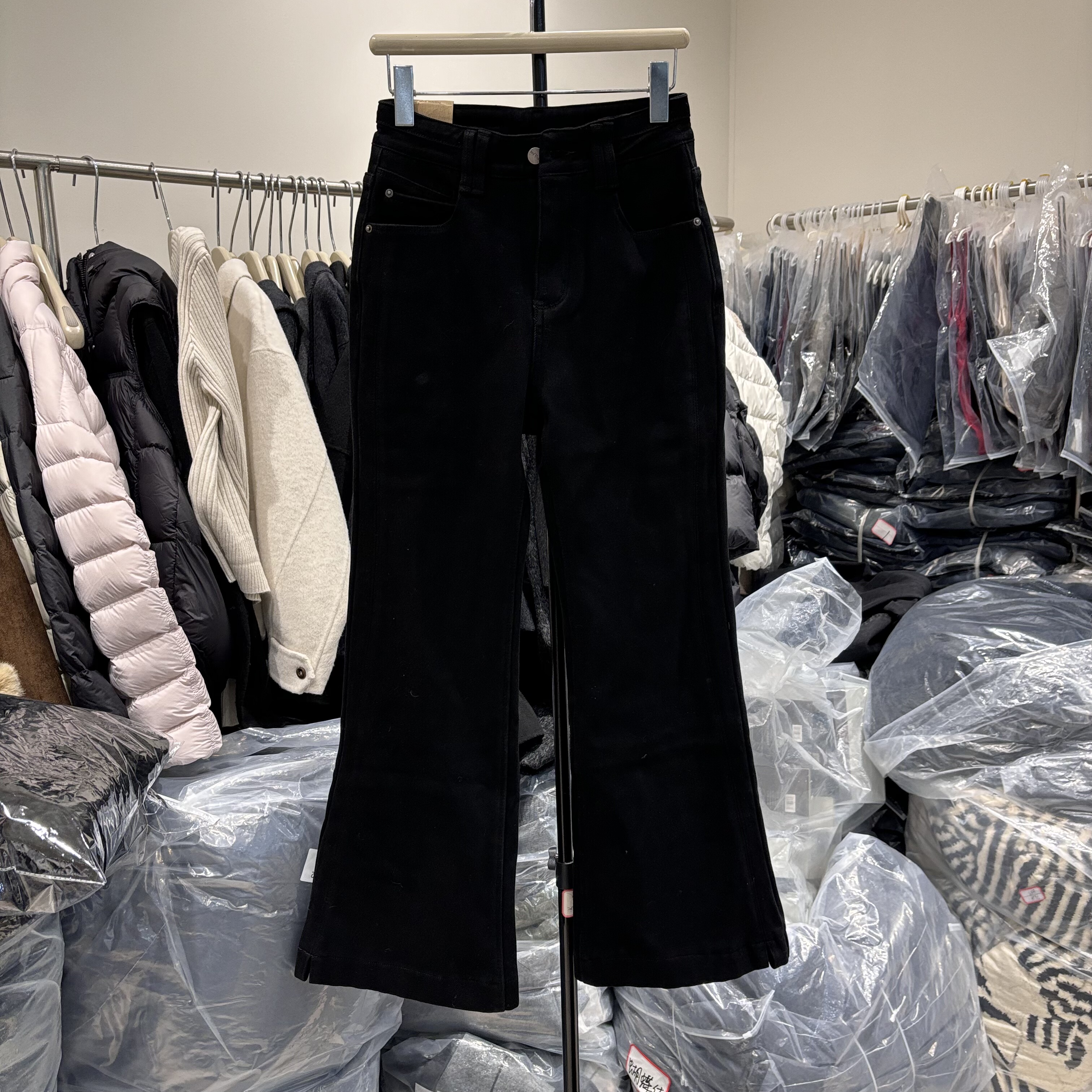 欧货2025秋冬新款毛边微喇显瘦九分牛仔裤 磨毛修身牛仔裤女92905