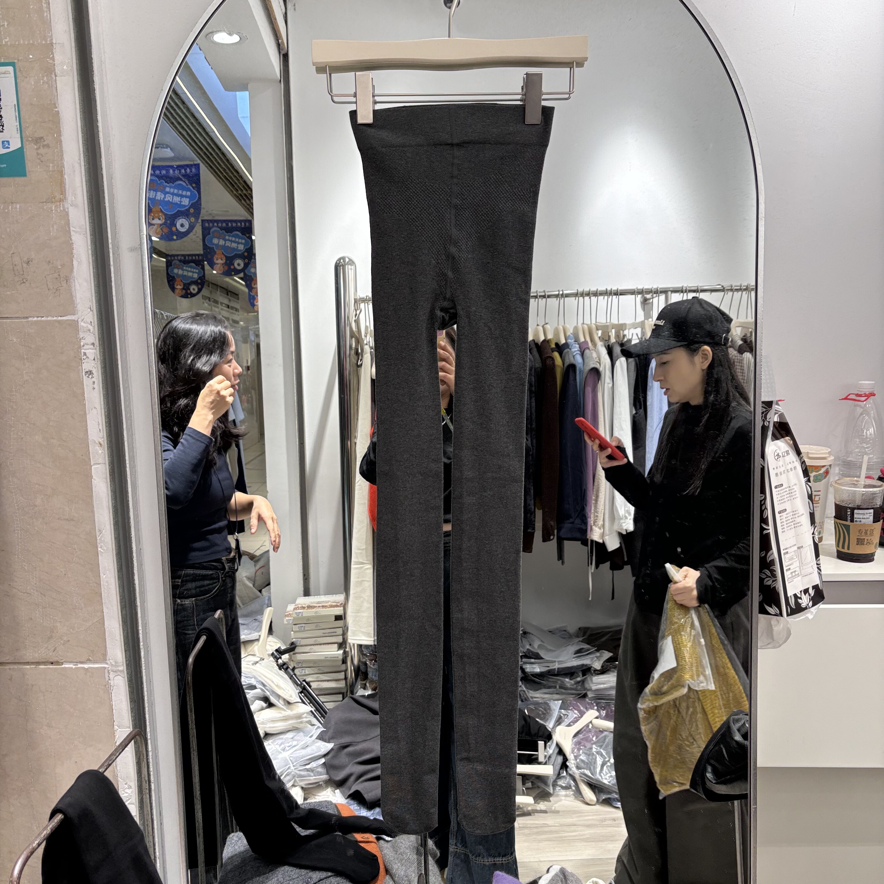 黑灰色连裤袜压力显瘦打底裤袜子女外穿秋冬季加绒加厚保暖