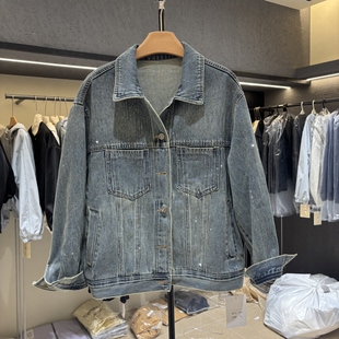 原创设计师款 小个子流行韩系超好看6990 重工烫钻牛仔外套2026新款