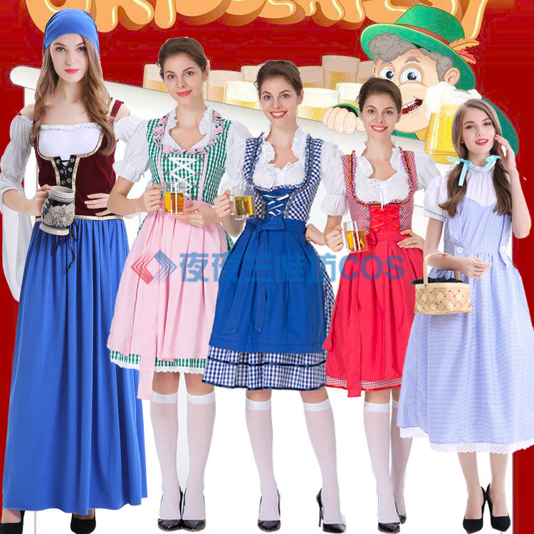 万圣节德国叮咚服啤酒节酒娘服装巴伐利亚传统服装啤酒长裙啤酒妹