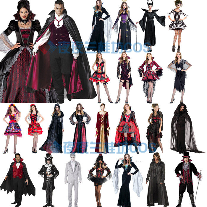 万圣节cosplay化妆舞会派对长裙演出亲子衣服成人女巫服装