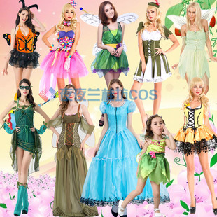 万圣节公主女精灵服装圣帕特里克节森林绿色仙子 化妆舞会演出服