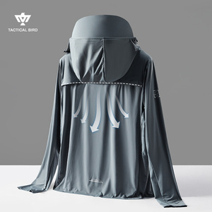 战术鸟夏季男士冰丝防晒衣带面罩户外防紫外线透气外套防晒服大码