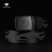 无铁皮带男帆布非磁防金属过敏裤 国潮古风腰带 带 龙纹 战术鸟