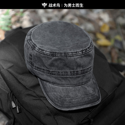 战术鸟平顶鸭舌帽纯棉棒球帽复古