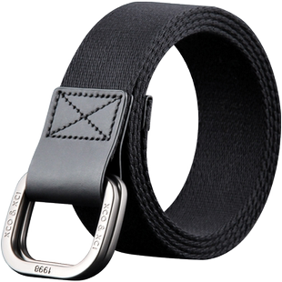 战术鸟（时尚条纹）深蓝双环扣腰带男帆布皮带双扣裤带裤腰带潮