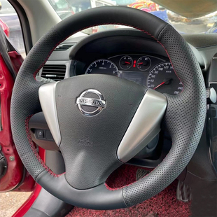 适用于日产新轩逸方向盘套真皮骊威阳光nv200骐达把套手缝专用款