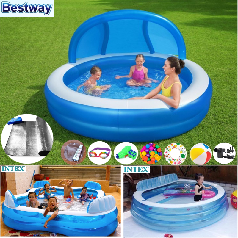 Bestway遮阳篷泳池防晒充气水池