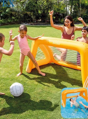 intex儿童草坪水陆两用充气足球框成人水上游泳戏水门球足球网框