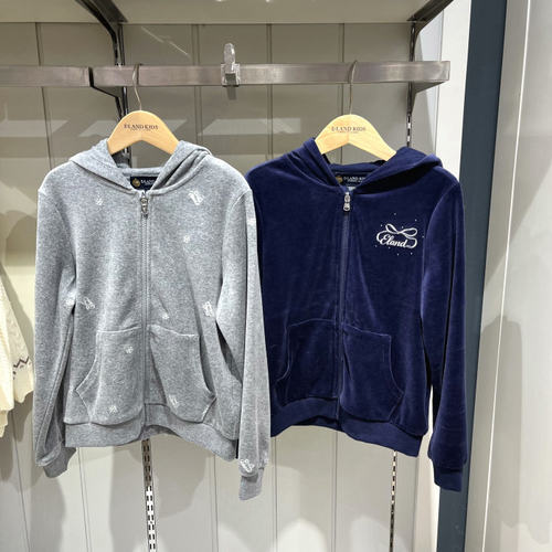 Elandkids衣恋童装正品26冬女童丝绒连帽外套休闲服 EKSMG4T21A