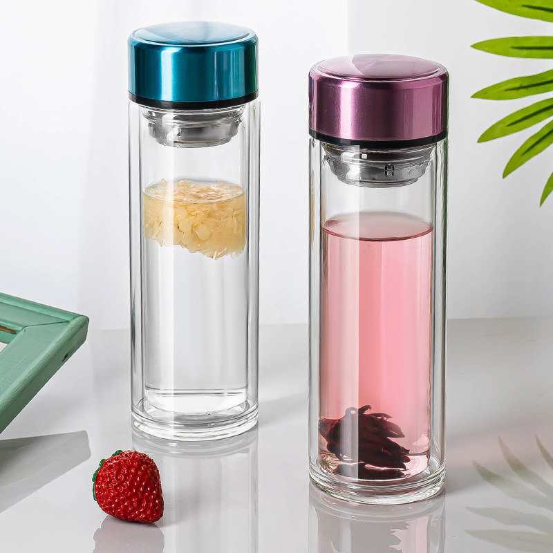 双层玻璃杯男女加厚便携带盖隔热耐高温水杯过滤网家用泡茶杯定制