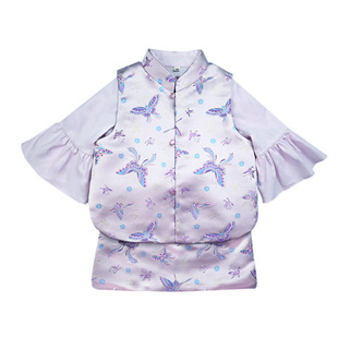 儿童旗袍24春夏新款女童国风新中式马甲女宝对襟背心唐装套装