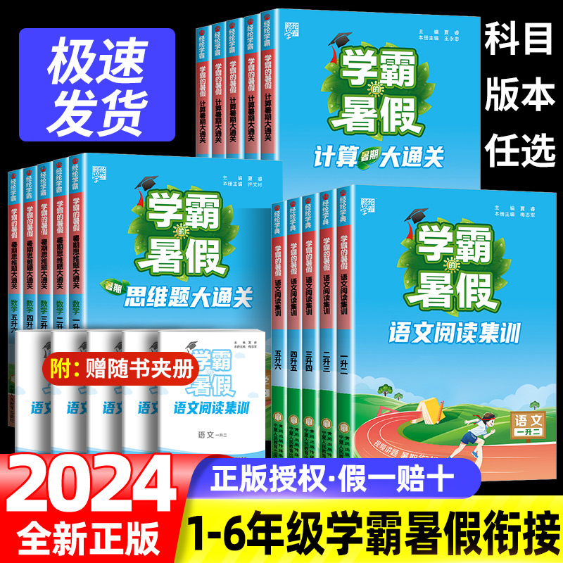 2024学霸的暑假衔接作业一二三四五六年级上下册课堂笔记语文阅读集训数学计算思维大通关人教版江苏教版同步训练习册暑假一本通