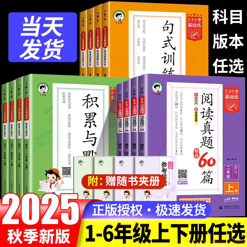 2025版53小学基础练积累与默写一二三四五六年级上册下册语文通用版小学生5.3教材同步练习课堂专项强化训练看拼音写词语默写能手