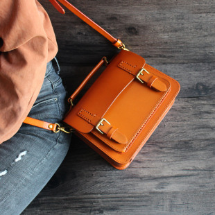 英伦风剑桥包植鞣皮复古邮差包古董包包纯牛皮男女包手提包学院风