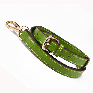 10适用MK蔻驰包包斜挎包带子荔枝纹草绿色长款肩带配件真皮银色扣