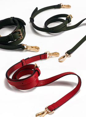 MK替换荔枝纹墨绿灰红黑色肩带斜挎女士包包带子配件真皮包背包带