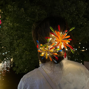 扭扭棒烟花发夹边夹侧边夹新年元旦跨年氛围穿搭配饰彩色烟火头饰