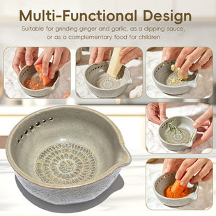 跨境Handmade Garlic Grater Bowl蒜蓉刨丝器香草碗药草碗 Herb