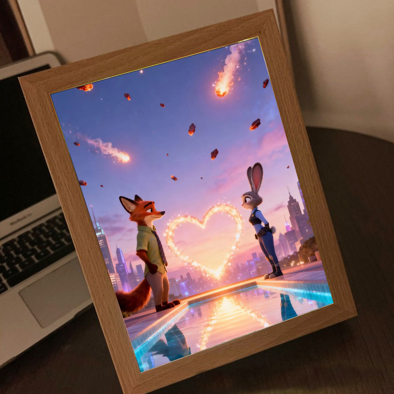 朱迪尼克周边灯光画疯狂动物城相框画氛围灯礼物小夜灯桌面摆件