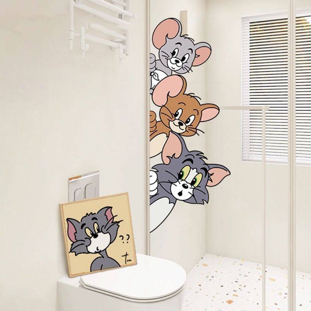 猫和老鼠可爱玻璃创意浴室玻璃门贴画卡通装饰窗花贴膜墙壁贴纸,家居饰品,门贴,淘宝优惠券,粉丝福利购,淘宝优惠卷