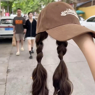 假发帽子一体棒球帽女款2025新款冬全头套高颅顶假发片自然大波浪