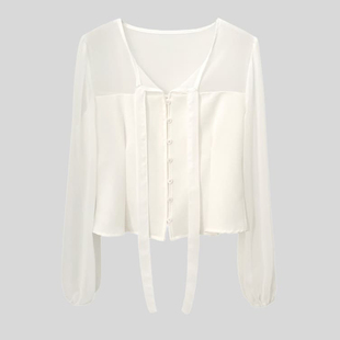 短款 2026夏季 单排扣女衬衫 百搭简约气质圆领长袖 cherrykoko时尚