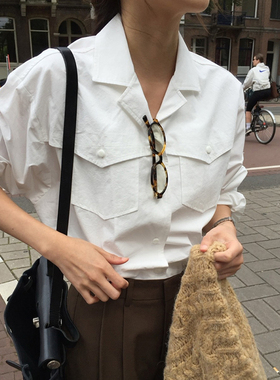 2024秋季love-minuet时尚百搭简约休闲范西装领宽松式棉料女衬衫