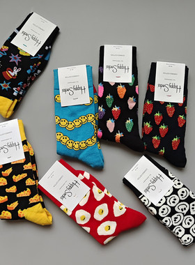 happy socks新款米奇联名嗨皮女袜中筒潮袜情侣长筒时尚中筒袜子