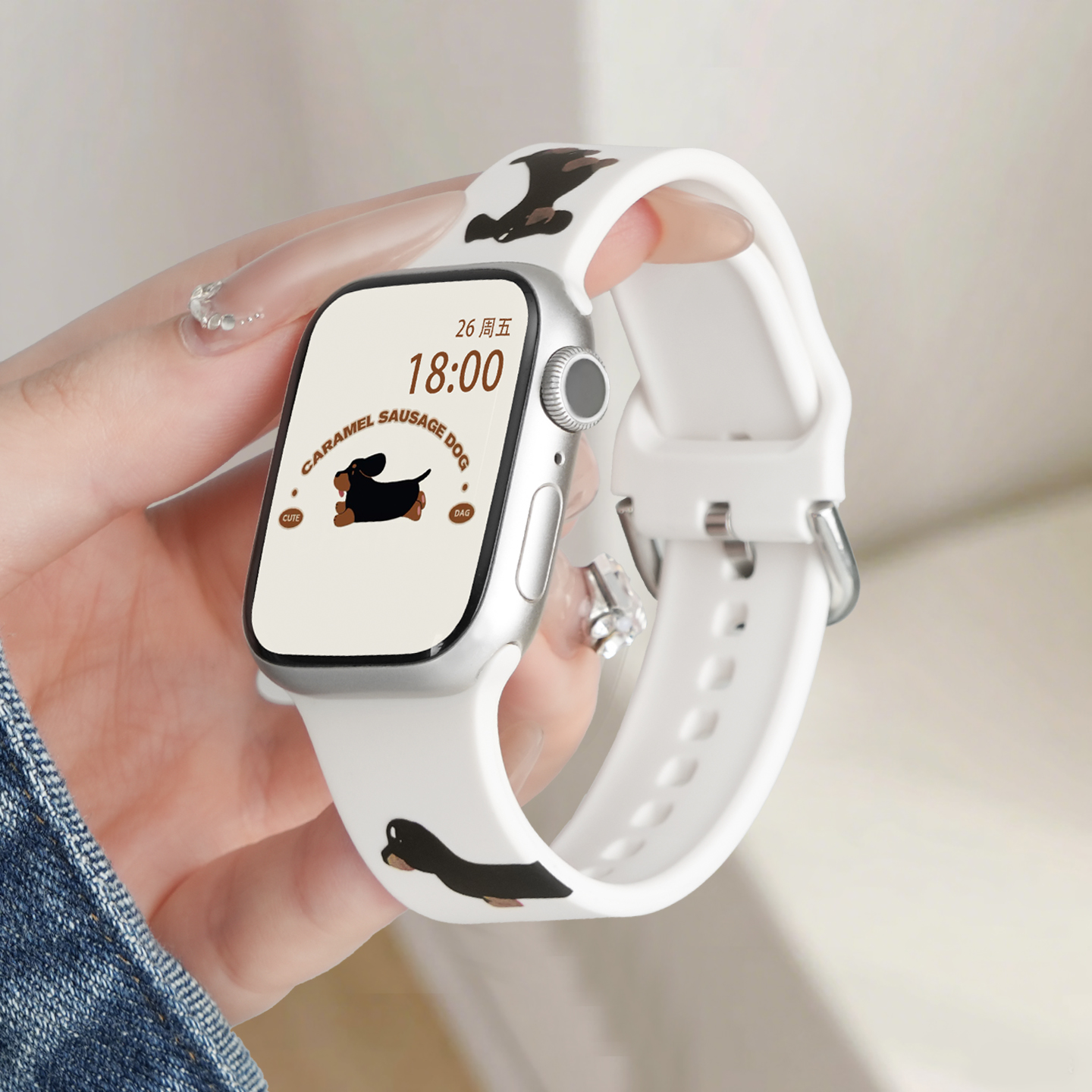 适用于苹果iwatch手表表带applewatch硅胶S10印花SE夏季Ultra腕带