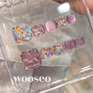 紫色猫眼美甲穿戴甲脚高级感纯手工脚趾甲贴片2025新款 美甲脚指甲