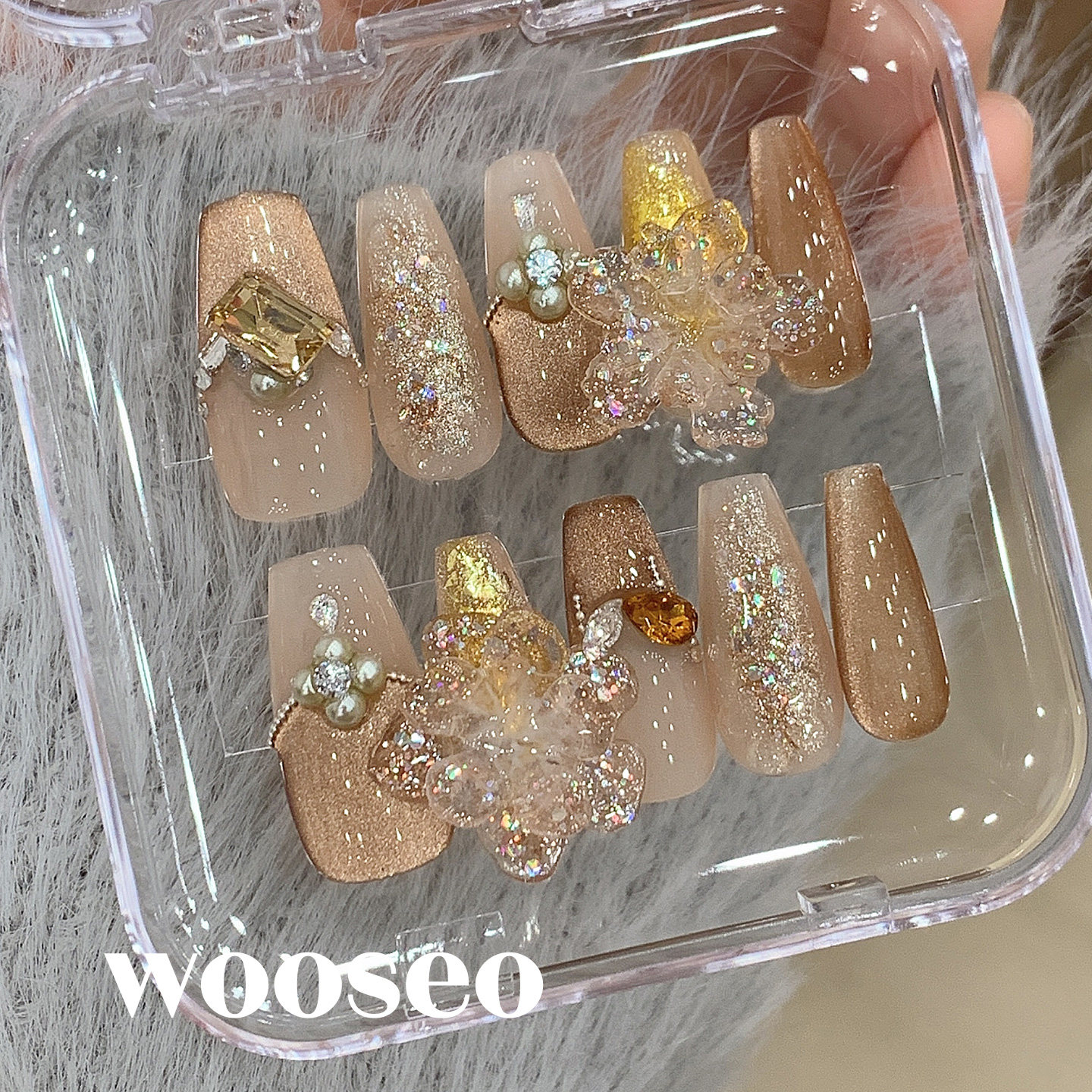 琥珀猫眼穿戴甲中长款高级感秋冬指甲贴片2026新款纯手工穿戴美甲,彩妆/香水/美妆工具,穿戴甲/甲片,淘宝优惠券,粉丝福利购,淘宝优惠卷