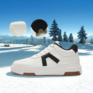 加厚皮面运动鞋 安踏A道 男冬款 板鞋 112548976 加绒保暖高帮棉鞋