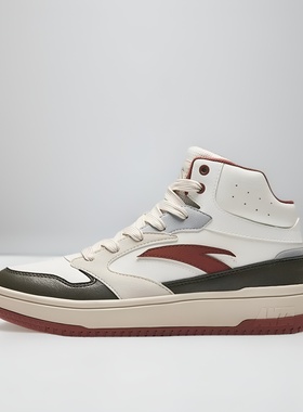 安踏零感高帮板鞋男鞋  秋冬新款革面防水增高百搭休闲潮流运动鞋