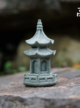 石亭枯山水中式风花卉造景摆件