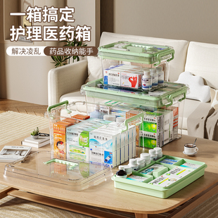 多功能医药箱家用储物箱大容量多层透明急救医药收纳箱分类分装盒