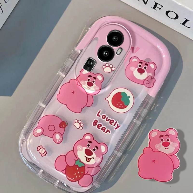 肥皂壳OPPO Reno11手机壳reno11pro透明OPPOReno11气囊男女款高级感全包防摔硅胶软壳套气垫保护套草莓熊