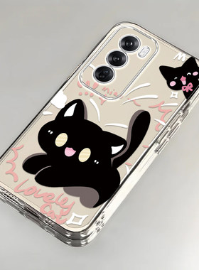 红米Note15R可爱黑猫咪手机壳透明全包防摔软薄男女可爱套外壳