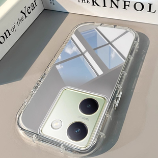 VIVO Y100手机壳i透明Y200新Y300pro镜面Y75S泡芙Y73s气囊Y76S男E女Y77高级Y72T潮全包Y70S防摔Y78软VIVOY100