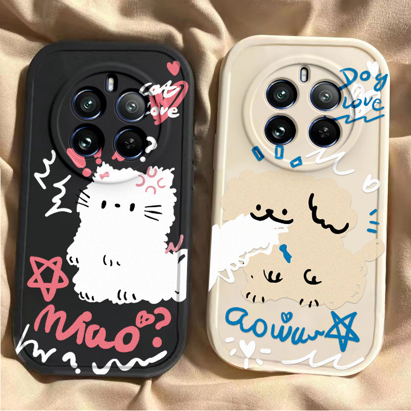 Realme真我12Pro 12pro+手机壳硅胶新款高档卡通可爱全包套保护套软被咬猫咬尾狗