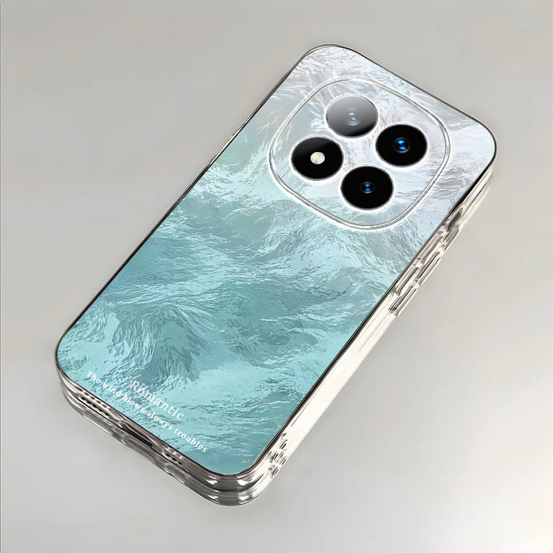 红米Note15Pro渐变冰川蓝壳透明全包防摔薄男女可爱套外壳