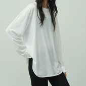 极简ROW风休闲宽松纯色打底慵懒舒适宽松长袖 现货 T上衣