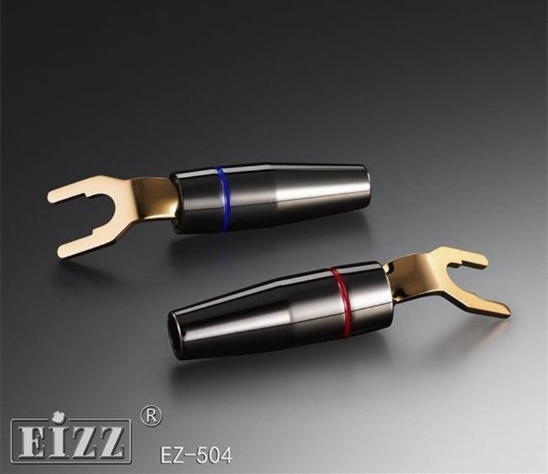 EIZZ 乐致 EZ-504 紫铜镀金 免焊 喇叭线 音箱线 插头 Y叉 Y插头