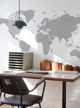 创意灰色THE WORLD墙贴客厅卧室儿童房家居装饰墙贴自粘