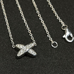 Pt950铂金培育钻石满钻交叉项链